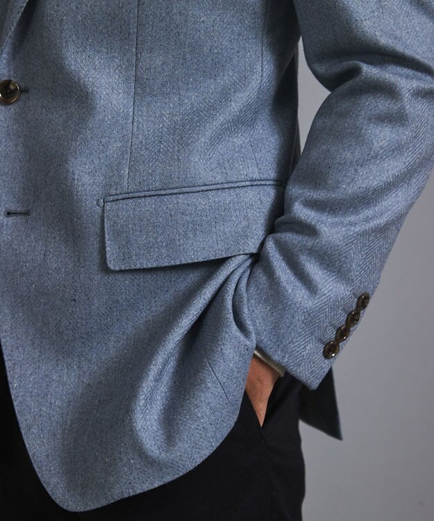 GOTAIRIKU 新色追加【一部ストレッチ】カシミヤブレンド 定番ツイードジャケット(25年モデル) グレー×ヘリンボーン