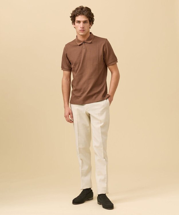 J.PRESS MEN ジャケットインの最適解【接触冷感 / 吸水速乾】【J.PRESS PREMIUM JERSEY】スキッパー ポロシャツ ブラウン系