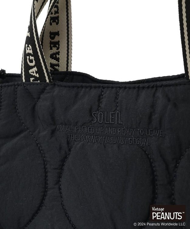 Green Parks ■ＰＥＡＮＵＴＳ　キルティングトートＬ Black