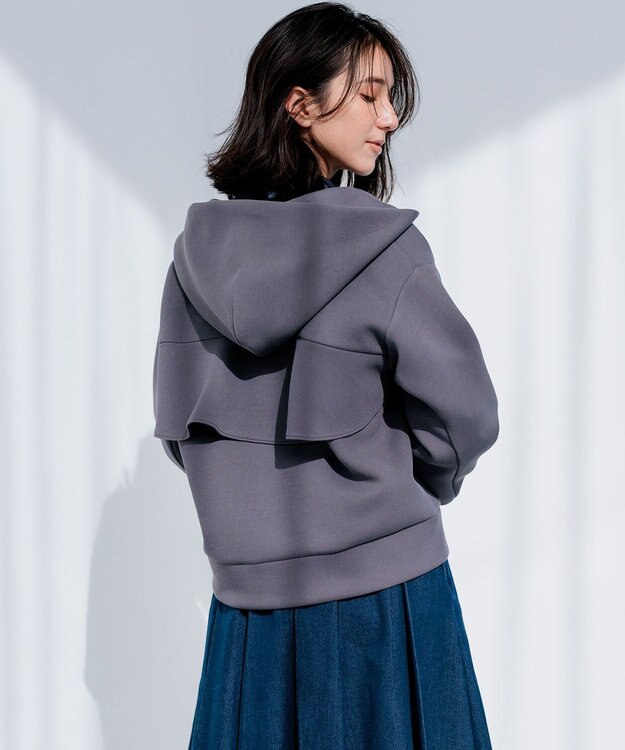 組曲 フード付きバックフリル パーカー グレー系