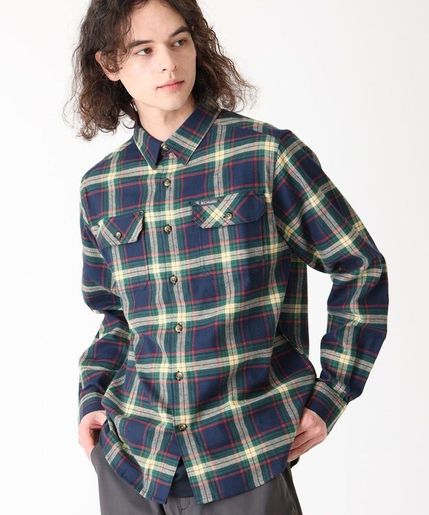 Columbia Columbia/ フレアガンストレッチフランネルシャツ /コロンビア Coll Navy Two Lane Tartan