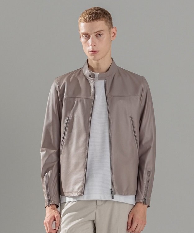 JOSEPH HOMME ライトラムナッパ レザー   シングルライダース ベージュ系
