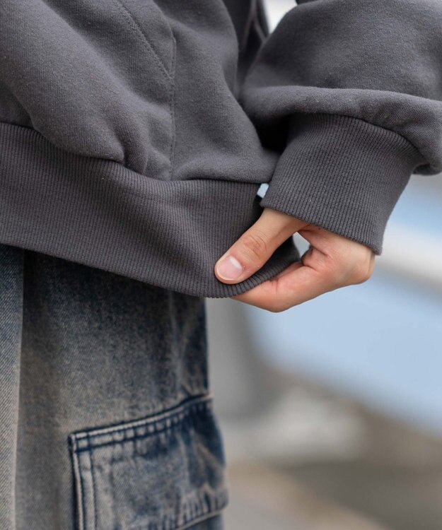 WEGO 【ユニセックス着用ITEM/SMLサイズ展開】レオパードワッペンダブルZIPパーカー スミクロ