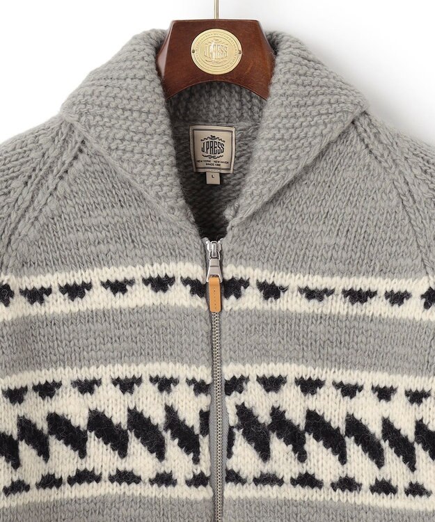 J.PRESS MEN ローゲージスラブ カウチンセーター ライトグレー系