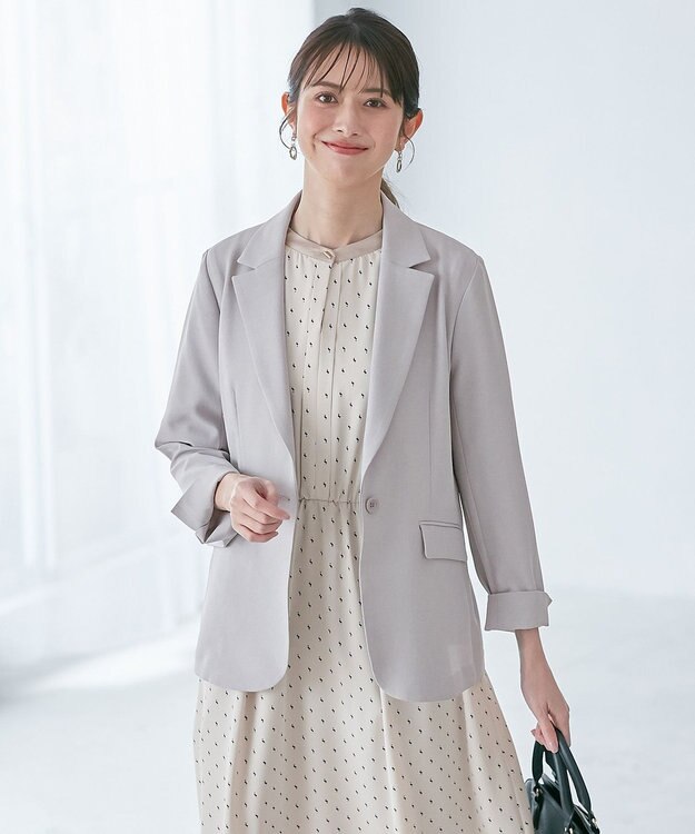 ANY SIS 【美人百花7月号掲載】リネンライクポリエステル テーラード ジャケット ブルーグレー