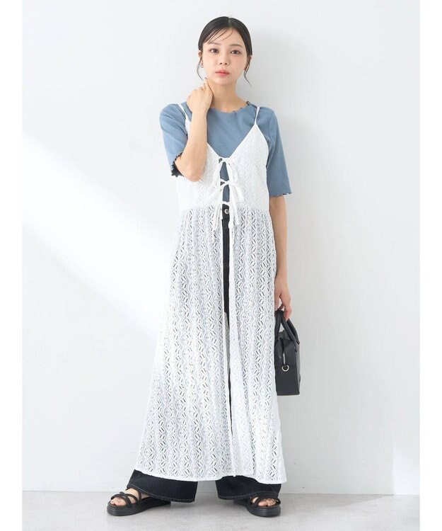 earth music&ecology フラワーレースキャミワンピース Off White