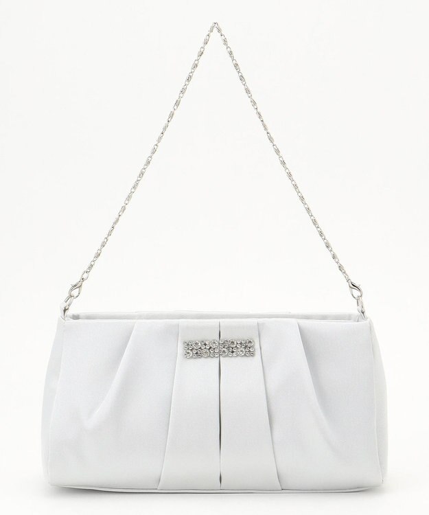 ANY SIS 【2WAY】ビジュー調タック パーティバッグ シルバー系