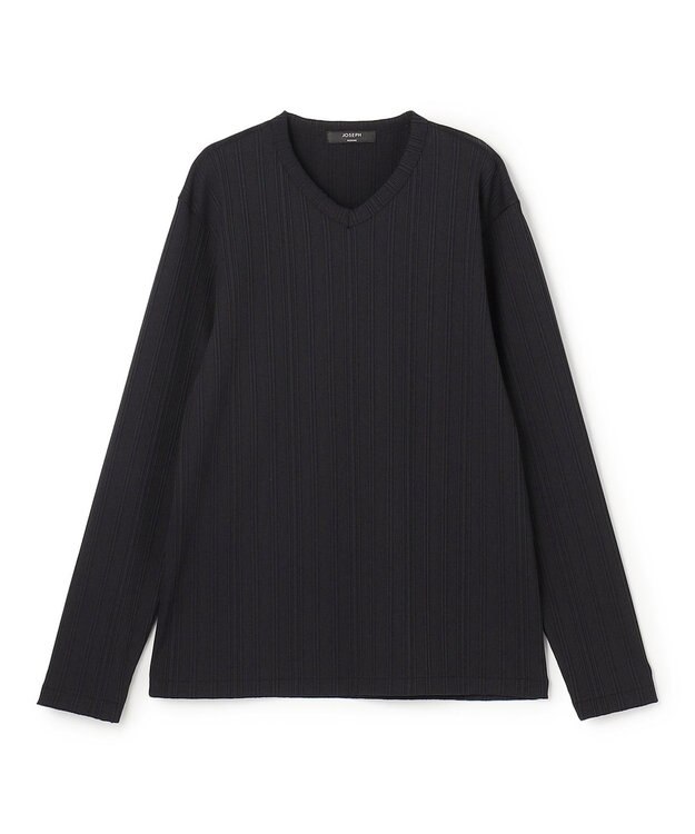 JOSEPH HOMME テックリブジャージー　Vネックカットソー ブラック系