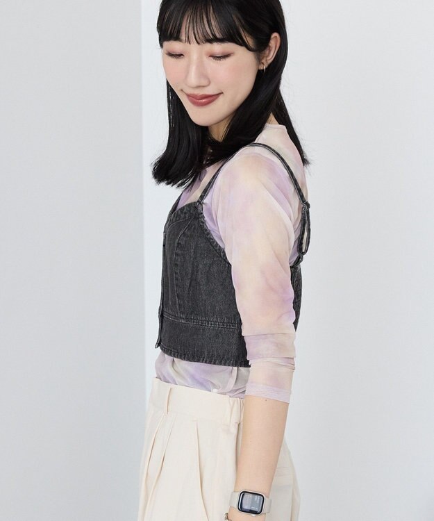 AMERICAN HOLIC ニュアンス柄プリントシアープルオーバー Purple