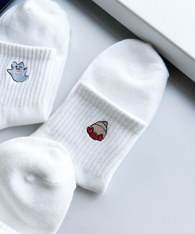 WEGO アニマル刺繍アンクル底パイルソックス 柄2