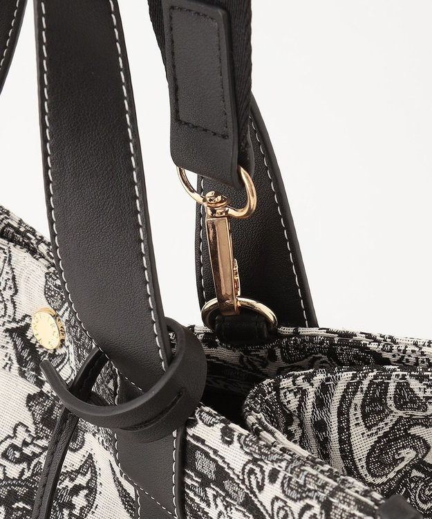 23区 ジャカードトート バッグ ブラック系