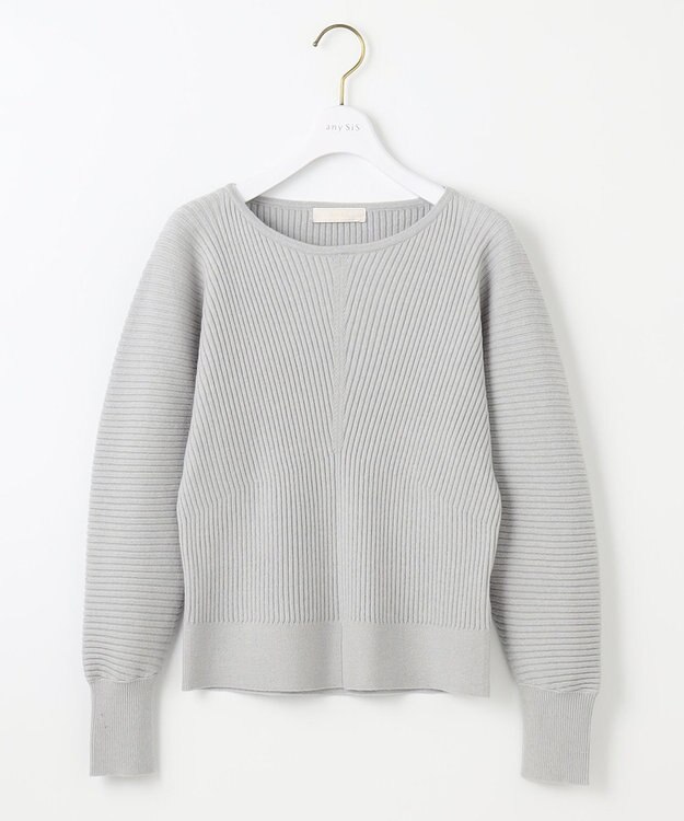 ANY SIS L 【洗える】アレンジRIB ニット アイスグレー