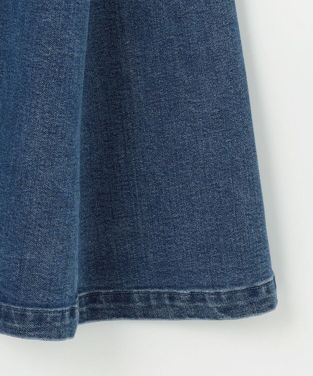 組曲 ライトデニム ビット付きフレアスカート インディゴネイビー系