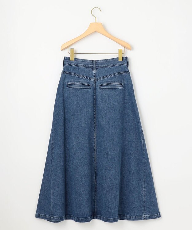 組曲 ライトデニム ビット付きフレアスカート インディゴネイビー系