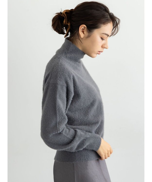 Te chichi 【宮本茉由着用】ハイネックフェザーニット チャコールグレー