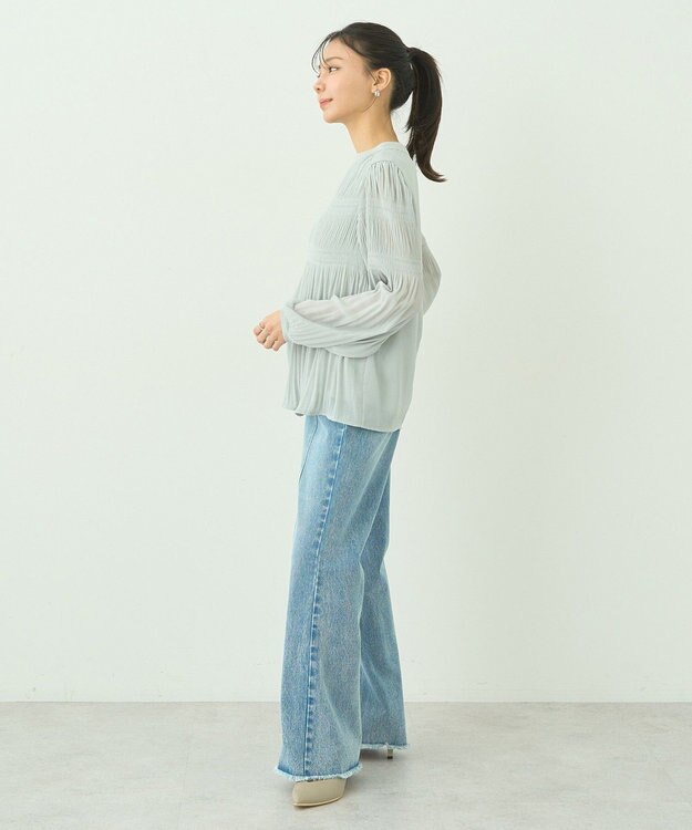 earth music&ecology フロントシームセミフレアデニムパンツ Light Indigo