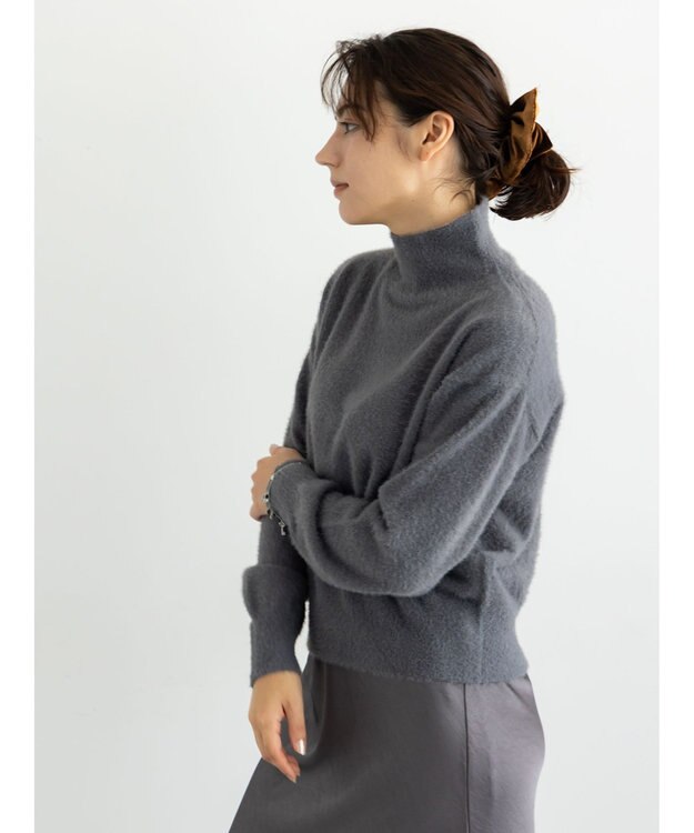 Te chichi 【宮本茉由着用】ハイネックフェザーニット チャコールグレー