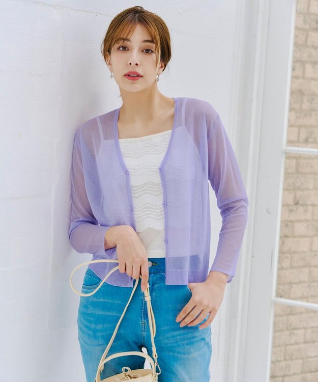 Tiaclasse シアーショートカーディガン ラベンダー
