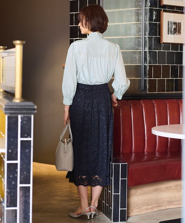 自由区 【セットアップ対応・洗える・XSサイズあり】レースコンビ スカート ネイビー系