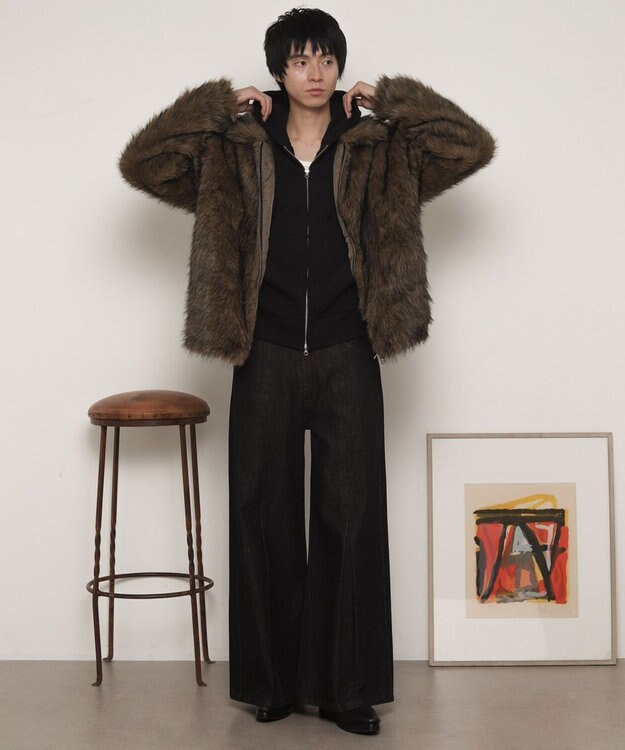 WEGO フェイクファーZIPブルゾン ブラウン