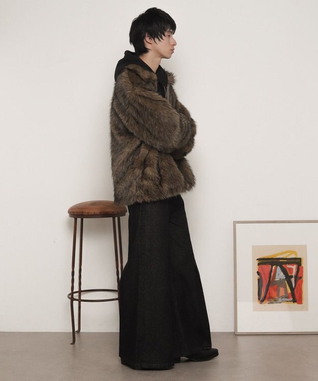 WEGO フェイクファーZIPブルゾン ブラウン