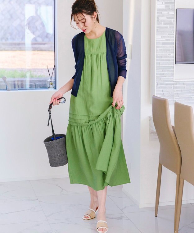 Tiaclasse シアーショートカーディガン ネイビー