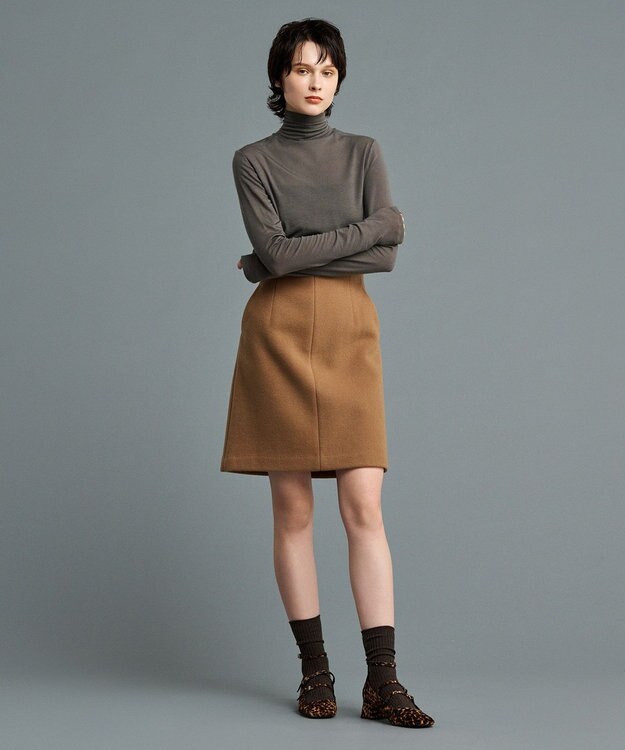 uncrave プルーフ メルトン ミニスカート（uncrave STANDARD） キャメル