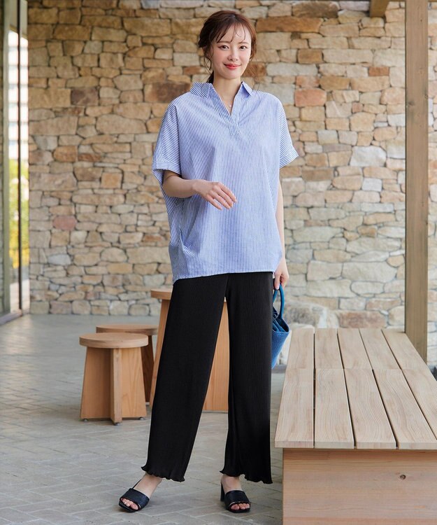 Tiaclasse 【新色追加・洗える】プリーツパンツ 新色 ブラック