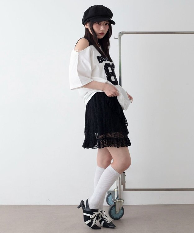 WEGO レースフリルスカート ブラック