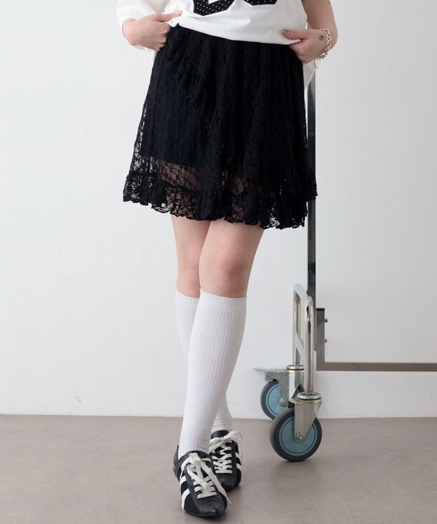 WEGO レースフリルスカート ブラック