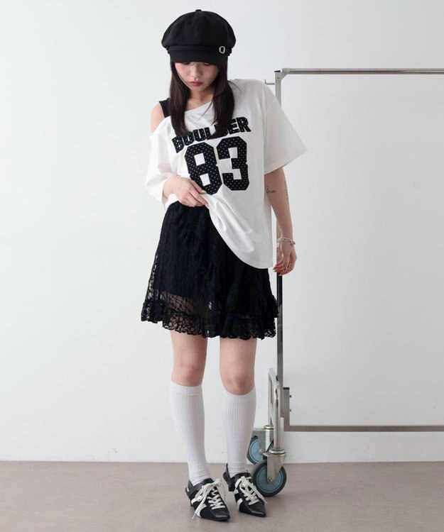 WEGO レースフリルスカート ブラック