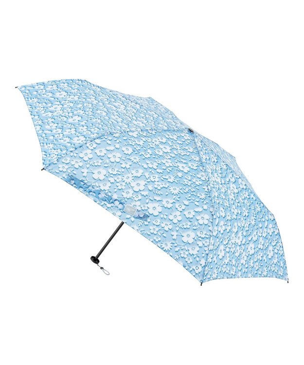 MOONBAT urawaza slim(ウラワザ スリム) 3秒でたためる傘 折りたたみ傘 フローティングフラワー 大きめ55cm UV サックスブルー
