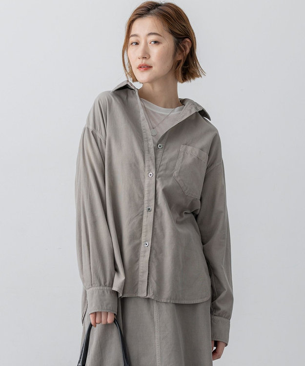 23区 【見上愛さん着用/Oggi11月号掲載】コットン コーデュロイ シャツ ライトグレー系