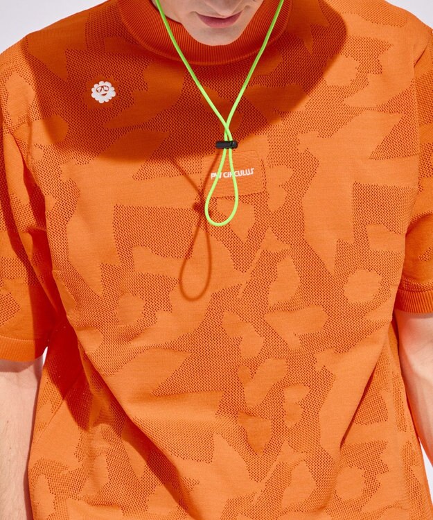 PW CIRCULUS 【MEN】ＤＯＶＥモチーフ ニットモックネック ゴルフ オレンジ系