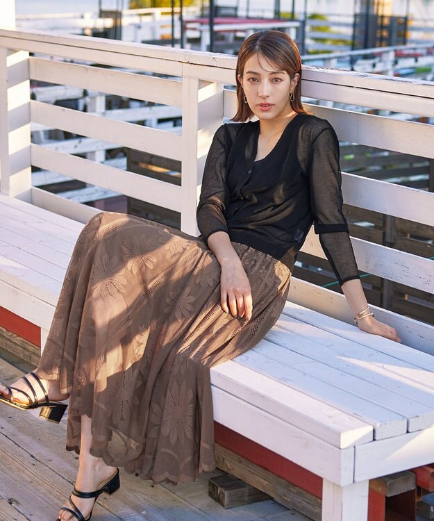 Tiaclasse シアーショートカーディガン ブラック