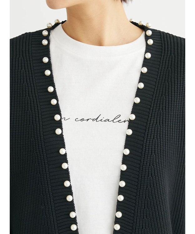 Green Parks ・ＥＬＥＮＣＡＲＥ　ＤＵＥパールトッパーカーディガン Black