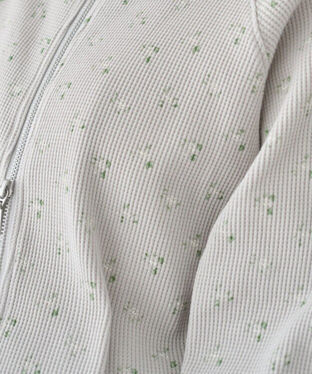 earth music&ecology 【予約】【綿100％】ダブルジップワッフルカーディガン フラワー