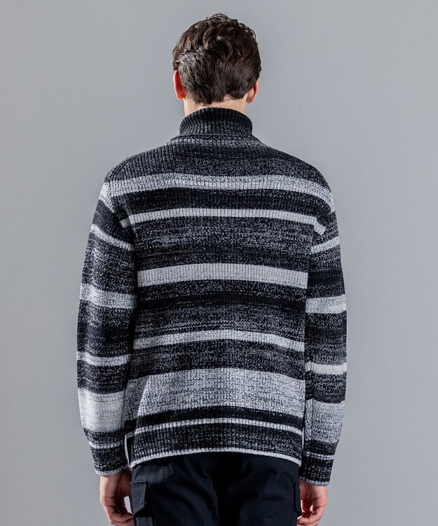 JOSEPH HOMME 【LEON 2月号掲載】グラデーションボーダー　タートルネックニット ブラック系2