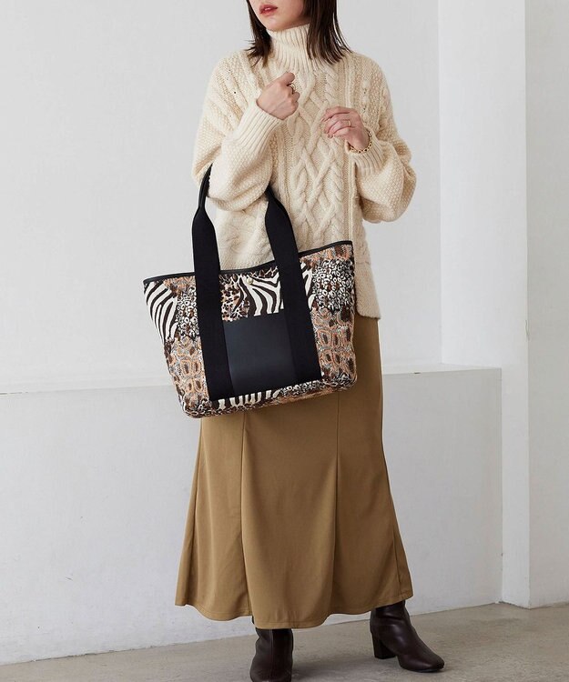 TOPKAPI 【TREASURE TOPKAPI】アニマルジャガード A4 トートバッグ ベージュ