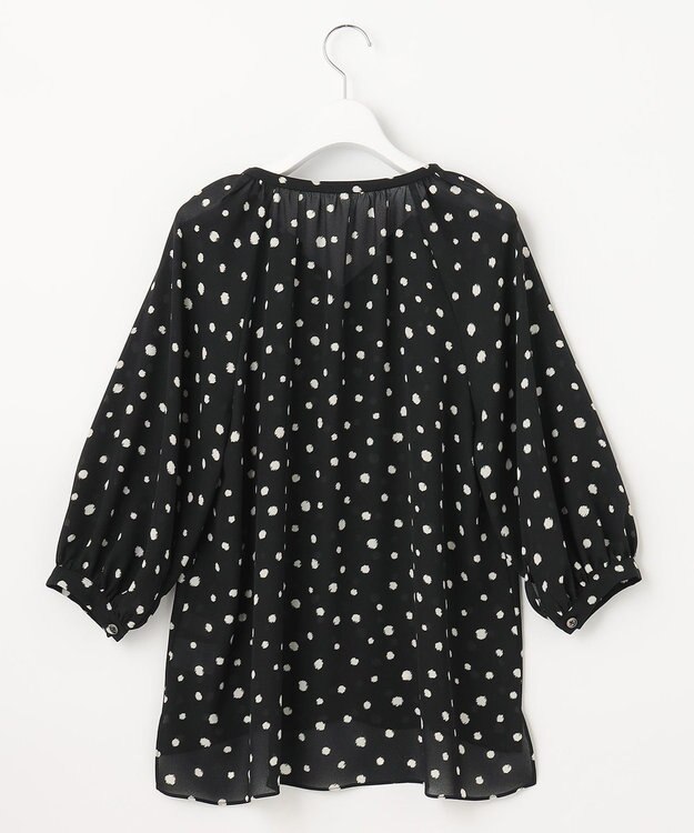自由区 【セットアップ可】ドットプリント スキッパーブラウス ブラック系5