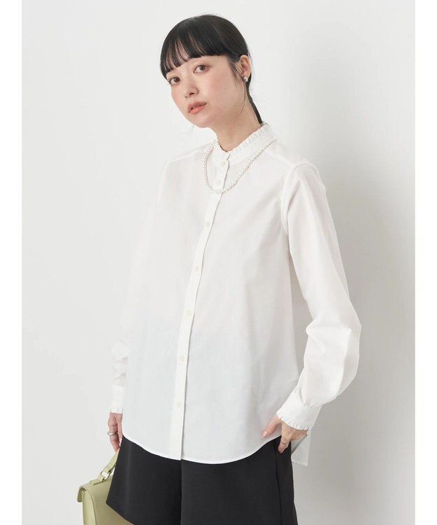 earth music&ecology スタンドフリルシャツ Off White