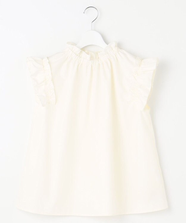 Feroux 【洗える】スタンドカラーフリルスリーブ ブラウス アイボリー系