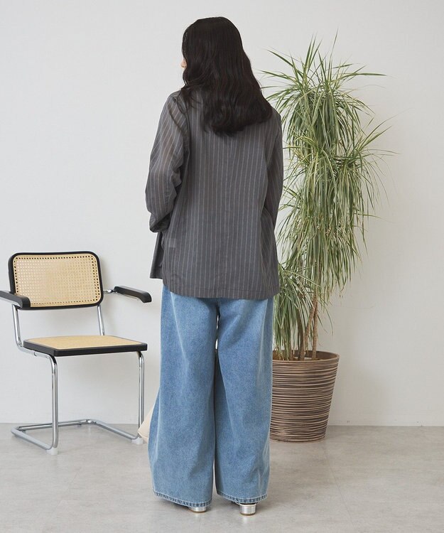 AMERICAN HOLIC シアーストライプジャケット Charcoal Gray