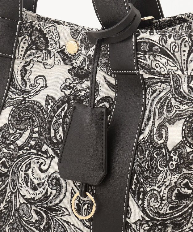 23区 ジャカードトート バッグ ブラック系