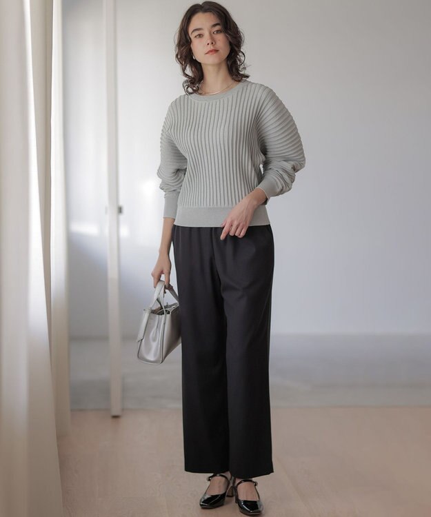 組曲 S ラメリブドルマン ニット シルバーグレー系