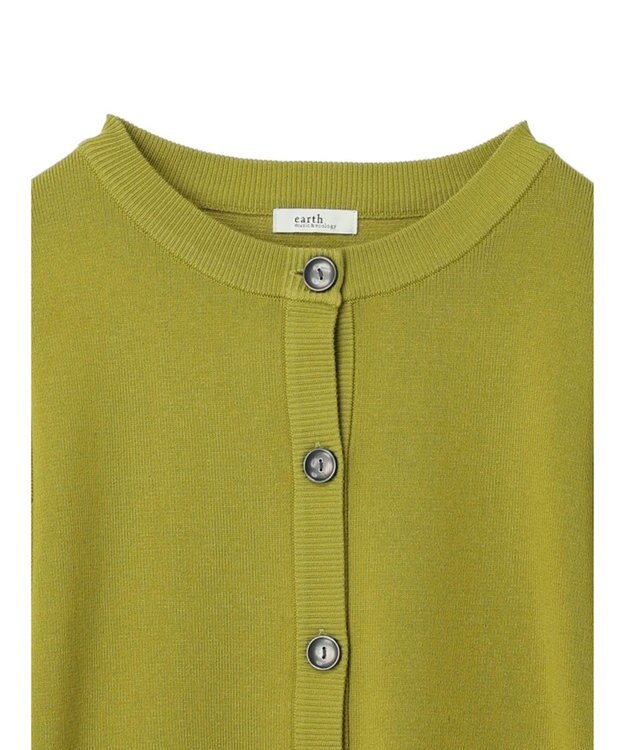 earth music&ecology クルーネックミドル丈カーディガン Lime Green