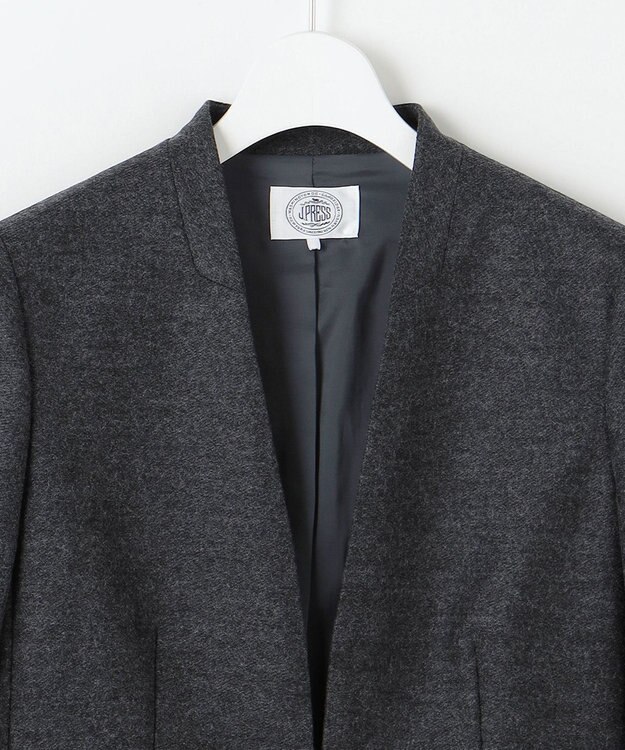 J.PRESS LADIES 【セットアップ対応】コンパクトジャージー ノーカラー ジャケット グレー系