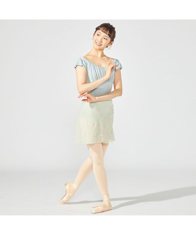 Chacott パフスリーブレオタード アクアグリーン