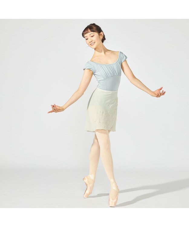 Chacott パフスリーブレオタード アクアグリーン