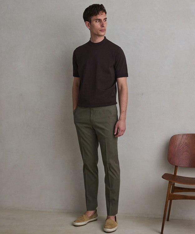 GOTAIRIKU 仕事で着られる綿パン【吸水速乾/ストレッチ/折り目加工】クールマックスコットンパンツ_ノータック（26年モデル） ダークグリーン/26年限定色